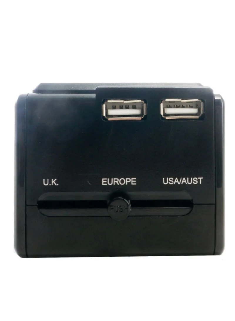 American Tourister  Universal Travel Adapter Black|3 USB Ports|Compact and Portable|Universal Compatibility  | Best Price UAE